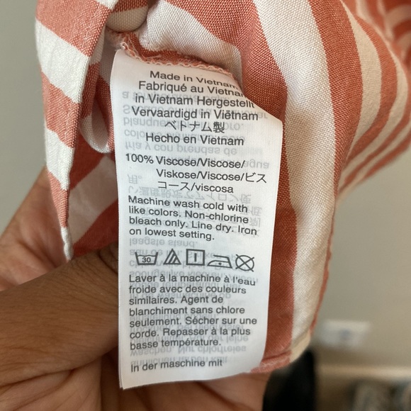 ❗️SOLD Madewell Short Sleeve Ruffle Peplum Pink & White Striped Blouse Small - Picture 7 of 7